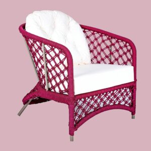 Poltrona Hortência em Corda Náutica grená